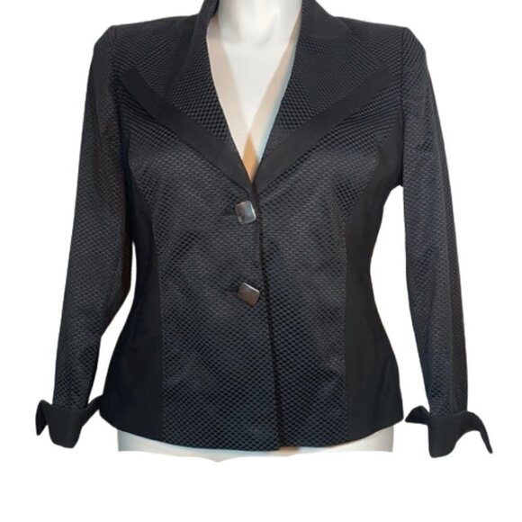 Black fitted textured blazer suit jacket Mary Kay Twinhill consultant coat 14P - Picture 1 of 10